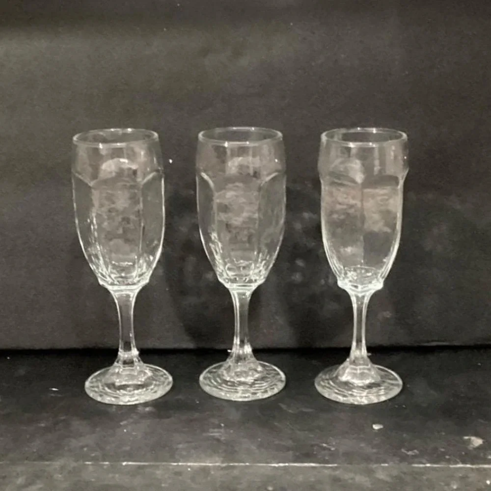 Libbey Chivalry Clear Whiskey Sour Goblets, Set of 3, Vintage Textured‎ Stemware